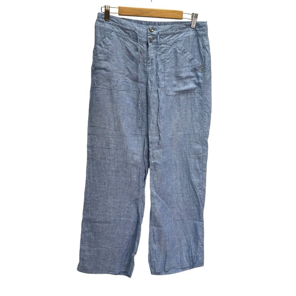 INC International Concepts Light Blue Linen Wide Leg Trouser Pants Size 4